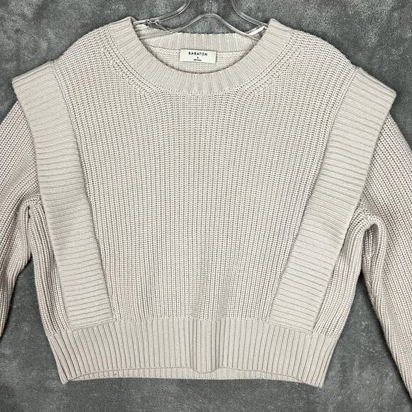 Aritzia Barbaton Knit Sweater Womens S 100% Merino Wool Fisherman Ivory - Picture 2 of 9